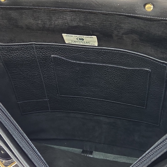 Vintage Chesneau Black Top Grain Leather Men's Briefcase - Picture 12 of 16